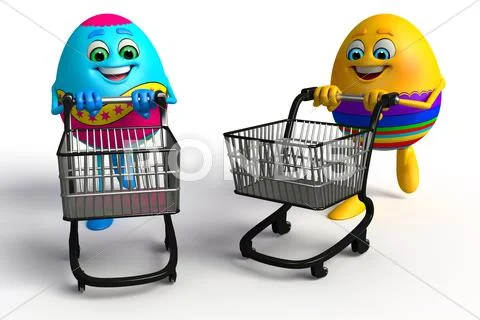 Easter eggs with trolley Stock Illustration