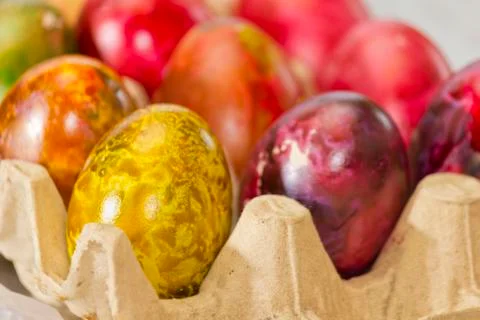 Easter eggs in various colors Stock Photos