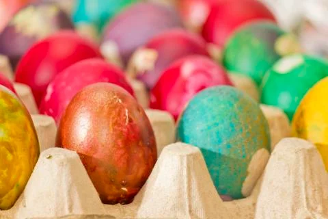 Easter eggs in various colors Stock Photos