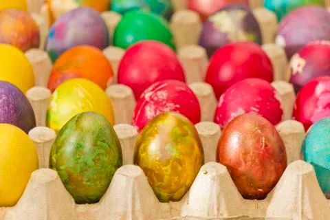 Easter eggs in various colors Stock Photos