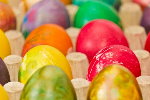 Easter eggs in various colors Stock Photos