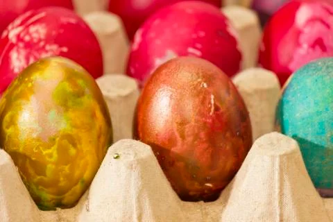 Easter eggs in various colors Stock Photos