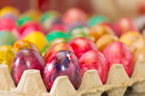 Easter eggs in various colors Stock Photos
