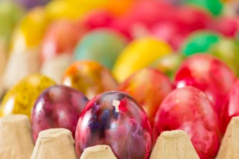 Easter eggs in various colors Stock Photos