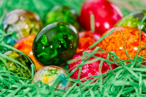 Easter eggs in various colors Stock Photos
