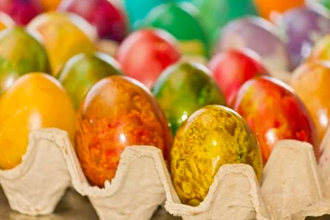Easter eggs in various colors Stock Photos