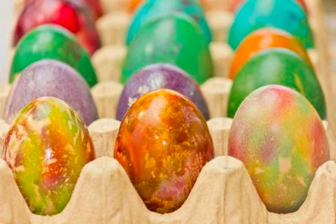 Easter eggs in various colors Stock Photos