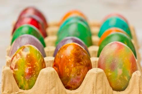 Easter eggs in various colors Stock Photos