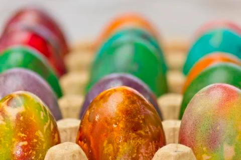 Easter eggs in various colors Stock Photos