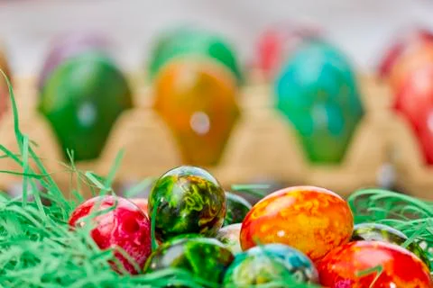 Easter eggs in various colors Stock Photos