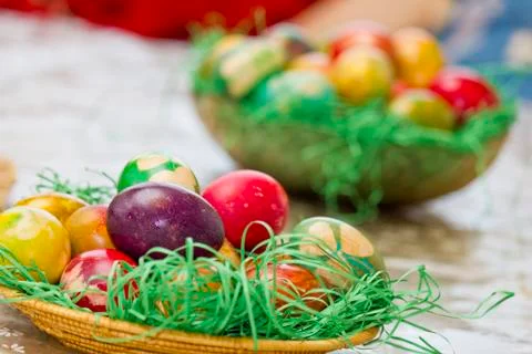Easter eggs in various colors Stock Photos