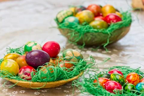 Easter eggs in various colors Stock Photos