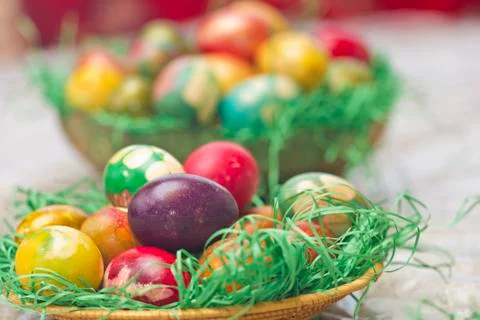 Easter eggs in various colors Stock Photos
