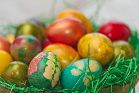 Easter eggs in various colors Stock Photos