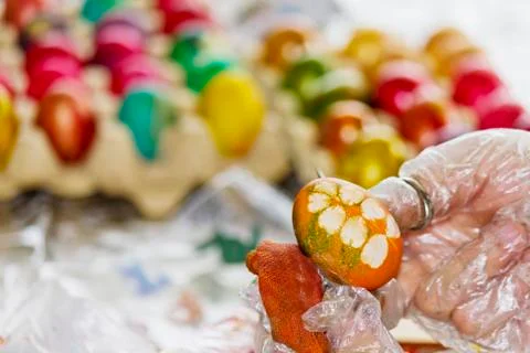 Easter eggs in various colors Stock Photos
