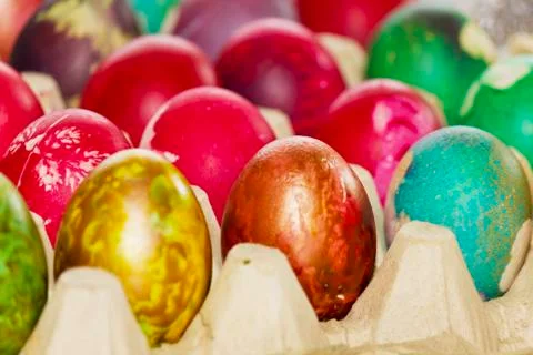 Easter eggs in various colors Stock Photos