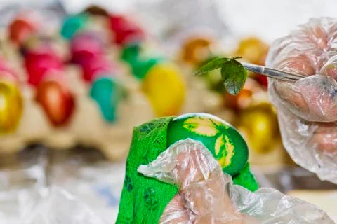 Easter eggs in various colors Stock Photos