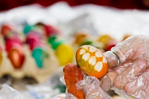 Easter eggs in various colors Stock Photos