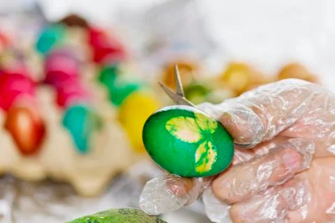 Easter eggs in various colors Stock Photos