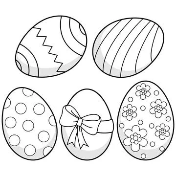 Easter eggs. Vector black and white coloring page. Stock Illustration