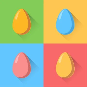 Easter eggs vector blank set with glow and shadows in the flat design. Stock Illustration
