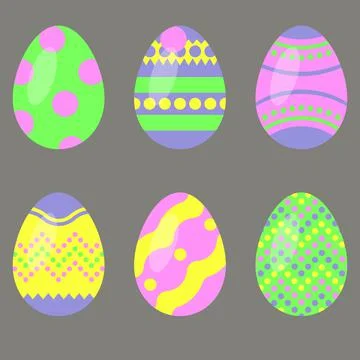 Easter eggs. Vector easter eggs icon set in flat style. Stock Illustration