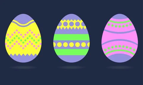 Easter eggs. Vector easter eggs icon set in flat style. Stock Illustration