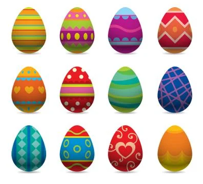 Easter eggs vector flat syle icons isolated on white background Illustrazione stock