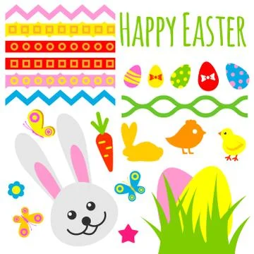 Easter eggs vector floral decor elements painted spring pattern decoration multi Illustrazione stock