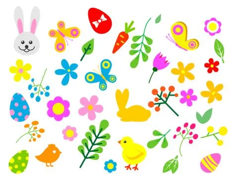 Easter eggs vector floral decor elements painted spring pattern decoration multi 스톡 일러스트