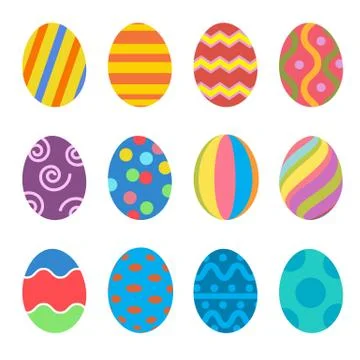Easter eggs vector icons flat style. Stock Illustration
