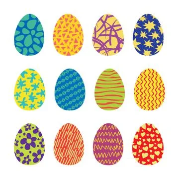 Easter Eggs Vector Icons Set Stock Illustration