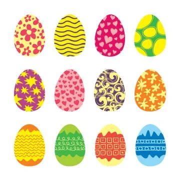 Easter Eggs Vector Icons Set Stock Illustration