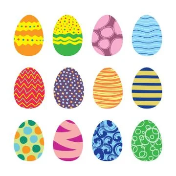 Easter Eggs Vector Icons Set Stock Illustration
