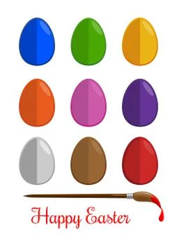 Easter eggs vector icons set flat modern style Stock Illustration