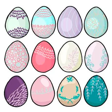Easter eggs. Vector isolated objects on white background. Stock-Illustration