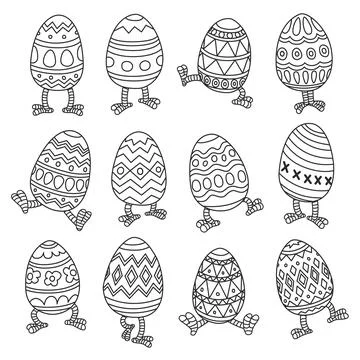 Easter Eggs vector logo icon illustration clip art doodle cartoon Stock Illustration