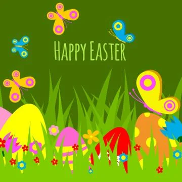 Easter eggs vector painted background with spring pattern decoration retro multi 스톡 일러스트