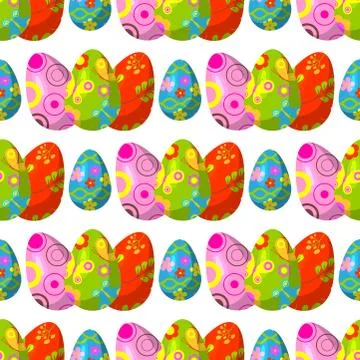 Easter eggs vector painted with spring decoration retro multi colored vintage Illustrazione stock