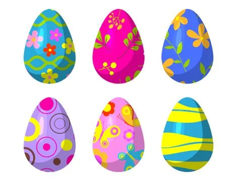 Easter eggs vector painted with spring pattern decoration retro multi colored Illustrazione stock