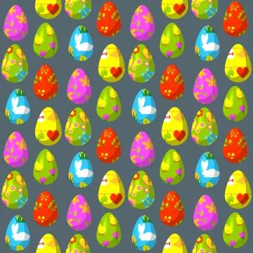 Easter eggs vector painted with spring decoration retro multi colored vintage Illustrazione stock