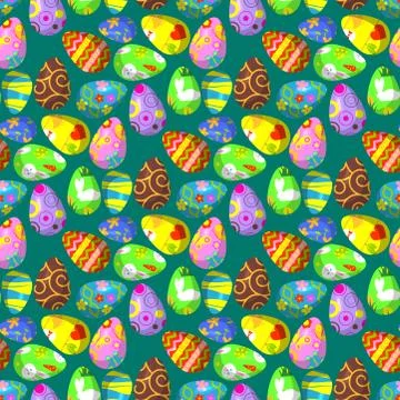 Easter eggs vector painted with spring decoration retro multi colored vintage Stock Illustration