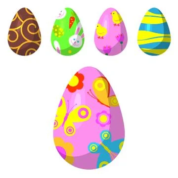 Easter eggs vector painted with spring pattern decoration retro multi colored Illustrazione stock