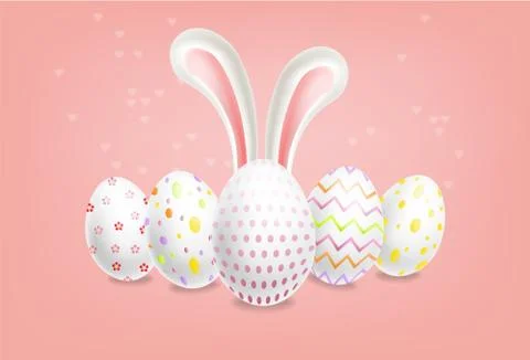 Easter eggs Vector realistic. Spring holiday banner. 3d detailed poster templ Stock Illustration