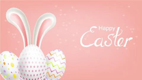 Easter eggs Vector realistic. Spring holiday banner. 3d detailed poster templ Stock Illustration