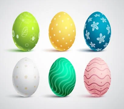 Easter eggs vector set with colors and patterns. Colorful eggs isolated Stock Illustration