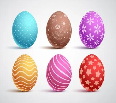 Easter eggs vector set with colors and patterns. Elements and decorations Stockillustratie