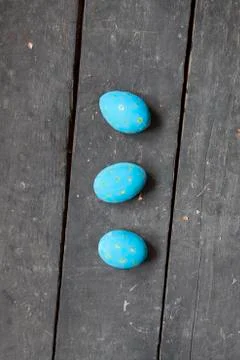 Easter eggs on vintage background Stock Photos
