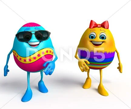 Easter eggs is walking Stock Illustration