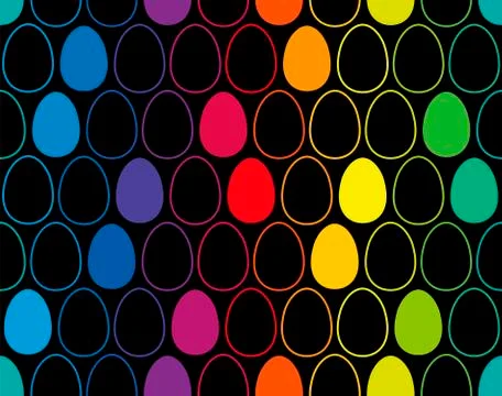 Easter Eggs Wallpaper Pattern Seamless Black Background Stock Illustration